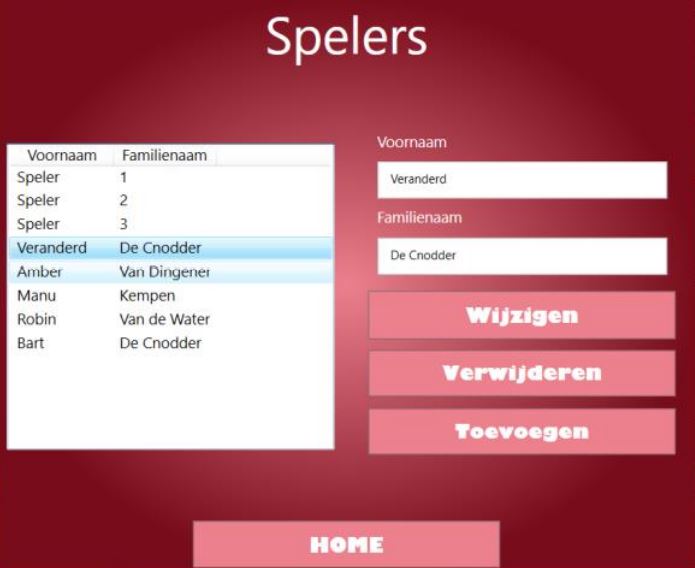 Spelers Pagina WPF app